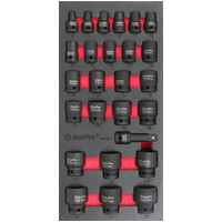 Ampro 1/2" Drive Metric Impact Socket Set 26 Piece AS6607