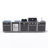 Coleman Revolution Dual Fuel Kitchen with Sink Fridge and Storage Modules - Black Gloss