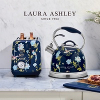 Laura Ashley Elveden Stove Top Kettle and 2 Slice Toaster Combo Blue & Silver