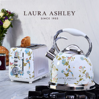 Laura Ashley Elveden Stove Top Kettle and 2 Slice Toaster Combo White & Silver