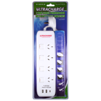 ULTRACHARGE POWER BOARD 4 SWITCH SURGE WITH 3xUSB 3.4A TOTAL