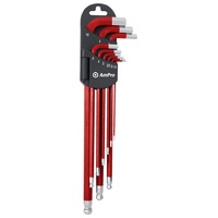 AMPRO 9PC Magnetic Extra Long Hex Wrench Set W/Red Sleeve (1.5 -10mm) T23000