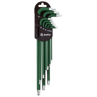 AMPRO 9PC Magnetic Extra Long Temper-Proof Star Wrench Set W/Green Sleeve (T10-T50) T23002