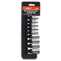 Ampro 1/4" 3/8" Drive External Star Socket Set 9 Piece T33204