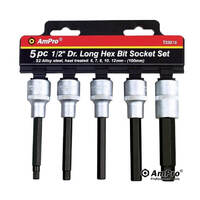 Ampro 1/2" Drive Long Hex Bit Socket Set 5 Piece T33215