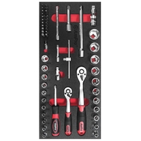 AMPRO CARDED 55PC 1/4 & 3/8  SOCKETS T45121