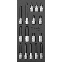 Ampro 1/2" Drive Spline Bit Socket Set 16 Piece TS43244