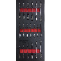 Ampro Stubby Geared Metric & Imperial Combination Wrench Set 19 Piece TS51380