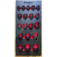 Ampro 3/8" & 1/2" Drive Metric Flare Nut Crowfoot Wrench Set 19 Piece TS52575